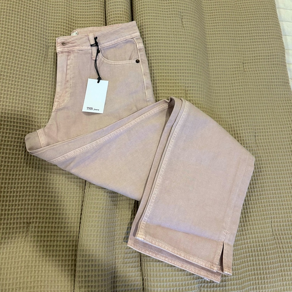 Pink straight leg jeans